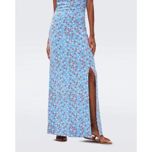 New Diane Von Furstenberg Sky Blue Maxi Dress Size Large New With Tags - Picture 3 of 6